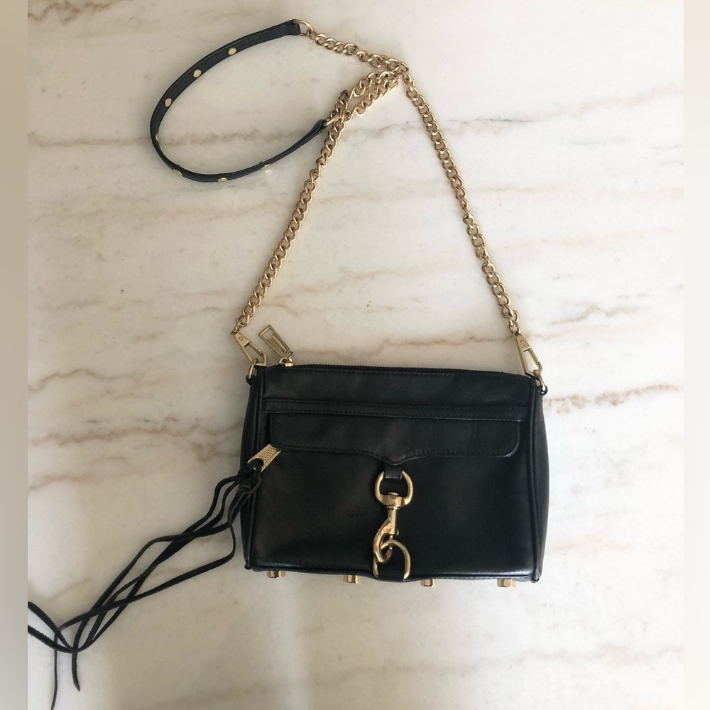 Rebecca Minkoff Black Crossbody Bag with Gold Chain